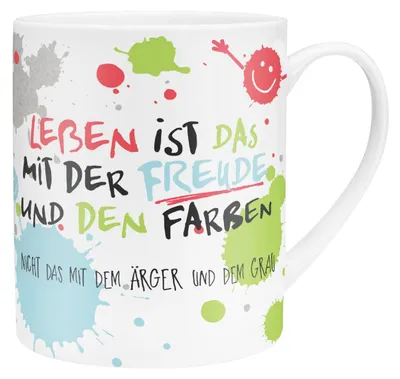 XL Porzellantasse 60 cl mit Spruch, bunt