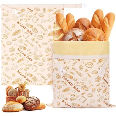 Produktbild von Brotbeutel Bienenwachs mit Standboden 2 Stück Brotsack zum frischhalten Mehrere Dichtungen Reißverschluss Klickverschluss Brotaufbewahrung, 43*33cm