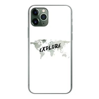Produktbild von MuchoWow® Handyhülle Schutzhülle Hülle für iPhone 11 Pro Weltkarte - Grau - Zitat Silikon Softcase Handy Hülle - Handy