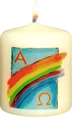 Produktbild von Osterkerze Regenbogen,  A und O 60 x Ø 50 mm