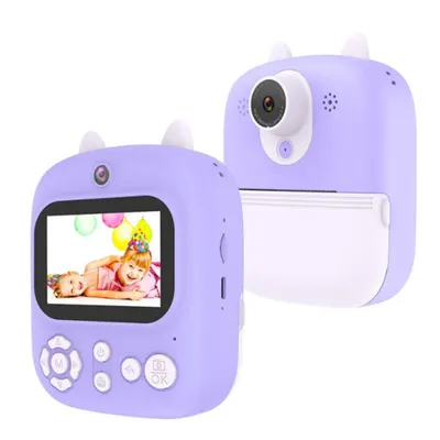 Obrázek produktu pro ZELURXX Dětský instantní fotoaparát 12MP s dvojitým objektivem a 2,4" displejem fialový se 3 rolemi termopapíru