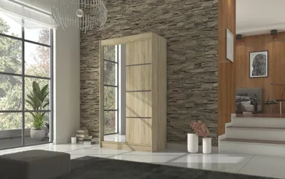 Obrázek produktu pro Zrcadlová šatní skříň 120 cm DABLORA - dub sonoma