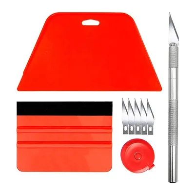 Produktbild von Werkzeug Set für Tapeten und Folien Installation, Rakel, Messer mit Ersatzklingen, Maßband - Set