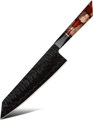 Image de Couteau de cuisine damassé Kiritsuke EN-37394 - Rouge/Marron KP37394