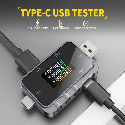 Obrázek produktu pro FNAC-28 USB Type C Tester - Digitální voltmetr, ampérmetr a měřič kapacity pro power banku, nabíječku a nabíjecí kapacitu
