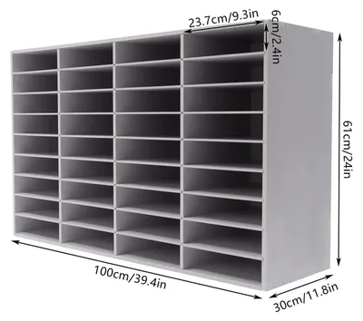 Image de Organisateur de documents et de fichiers - Classeur de lettres à 36 compartiments - Étagère empilable pour boîtes aux lettres en carton, idéale pour le bureau