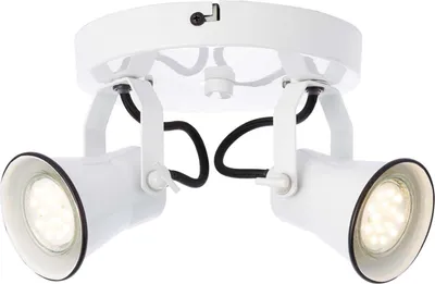 Produktbild von BRILLIANT Lampe Rancher Spotrondell 2flg weiß hochglanz | 2x PAR51, GU10, 6W, geeignet für Reflektorlampen (nicht enthalten) | Skala A++ bis E | Köpfe schwenkbar
