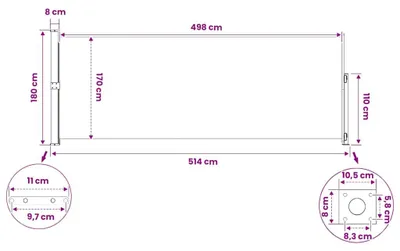 Produktbild von vidaXL Seitenmarkise Ausziehbar 180x514 cm Schwarz