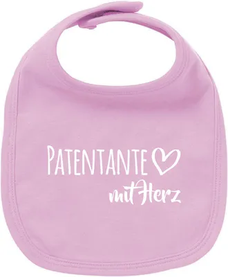 Produktbild von Huuraa Unisex Babylatz Patentante mit Herz Geschenk Babypink  Baumwolle Patentante Mitbringsel