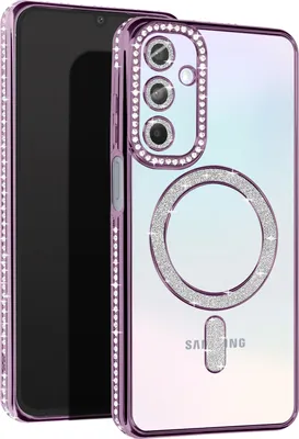 Produktbild von Avizar, Diamant-Hülle für Samsung A15 – MagSafe-Schutz mit Strass-Rand, Violett