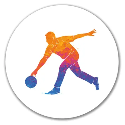 Produktbild von Huuraa Aufkleber Bowling bunte Silhouette 10cm rund Sticker Geschenkidee