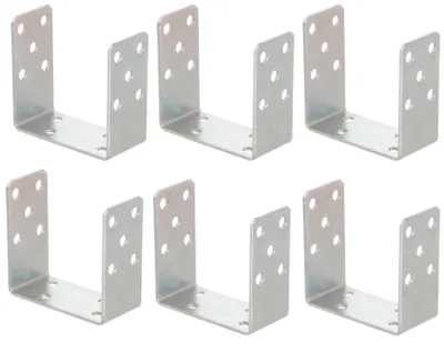 Produktbild von Aqbau 6er Set U-Pfostenträger zum Aufschrauben 150 mm –Pfostenanker aus verzinktem Stahl 4 mm, Bodenanker für Holzpfosten, für Zaun, Pergola, Terrasse