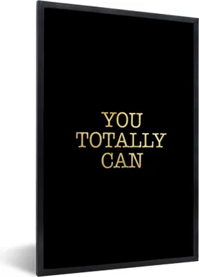 Produktbild von MuchoWow® Gerahmtes Poster Zitate - Motivation - Gold - Schwarz 40x60 cm - Poster mit Schwarzem Bilderrahmen Wandposter Rahmen Foto Bilder - Papierdruck - Wandbilder