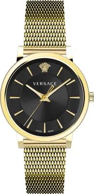 Produktbild von Versace V Circle Uni Armbanduhr Schwarz Gold