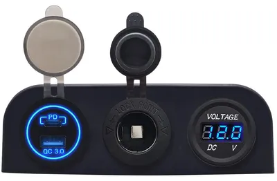 Produktbild von ProRide 12V USB KFZ-Ladegerät 2 Ports QC3.0, Voltmeter, 12/24V