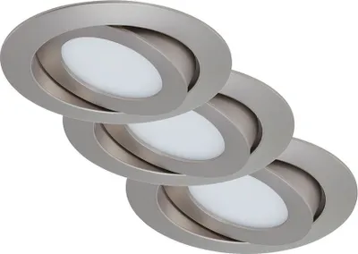 Image de lot de 3 lampes LED encastrées, Ø 10,6 cm, 4,8 W, nickel mat, Briloner Leuchten