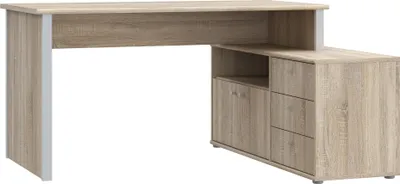 Produktbild von Eckschreibtisch >TEMPRA2< 3 Schübe, 2 Türen, Sonoma Eiche Nachbildung - 120,6x74,9x151,4cm (BxHxT)