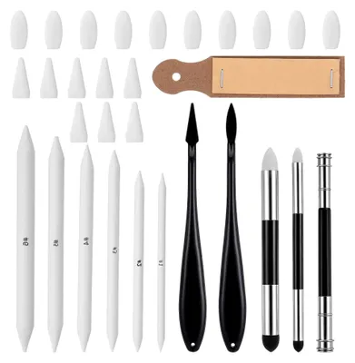 Produktbild von 32-teiliges Papierwischer Set mit 8 verschiedenen Papierwischern für Zeichnen, Blending, Stümpfe, Radiergummi, Stift und Zeichenwerkzeuge für Künstler