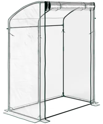 Produktbild von Gewächshaus mit Tür Gebogendach winterfest Foliengewächshaus aus Stahl, Treibhaus 128 x 70 x 170 cm Transparent