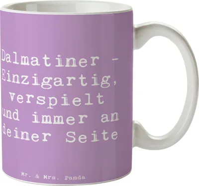 Produktbild von Mr. & Mrs. Panda Tasse Spruch Dalmatiner Freund - Lavendeltraum - Geschenk, Kaffeebecher, Pflege, Energie, Hunderassen, Hunderasse, Hunderfreundschaft, cappuccinotasse