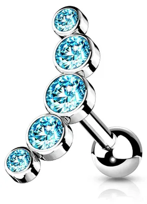 Produktbild von Helix Piercing „5 Kristalle gebogen“ Aqua