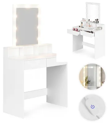 Obrázok produktu pre Toaletný stolík so zrkadlom a LED osvetlením, 3 farby, nastaviteľná jasnosť, ModernHome