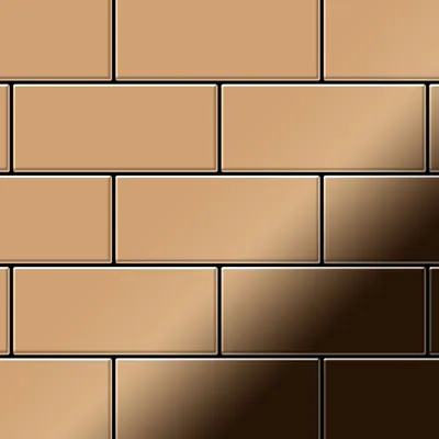 Produktbild von Mosaik Fliese massiv Metall Titan hochglänzend kupfer 1,6mm stark Subway-Ti-AM