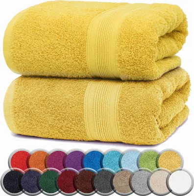 Produktbild von Frottier Badetücher 2er Pack 100x150cm, 100% Baumwolle, Gelb