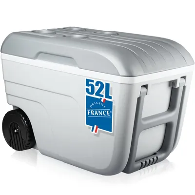 Produktbild von Kühlbox mit Rollen 52L Isolierbox Kühltasche 24 Stunden Camping Thermobox Isoliertasche Grau