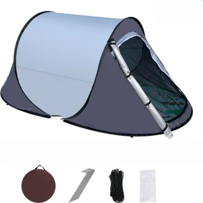 Produktbild von Automatik-Schnellaufbauzelt 190T Silberbeschichtung UV-Schutz wasserdicht 1-2 Personen Campingzelt