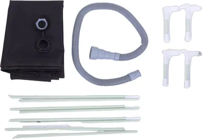 Image de Bac de douche portable, 31,5 x 31,5 x 3,9 pouces, base pliable avec drain au fond, tuyau amovible pour tente, camping, camping-car, plage, noir