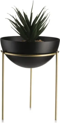 Produktbild von Blumenständer Metall mit Abdeckung, Loft, Gold Schwarz, Platte, 20 cm