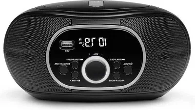 Obrázek produktu pro Přenosný černý přehrávač CD/MP3 s FM, AUX a napájením na baterie