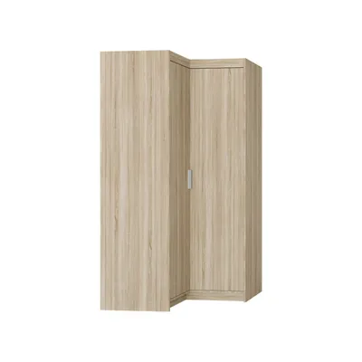 Image de Armoire d'angle à portes battantes ELENA 2D chêne Sonoma avec poignées argent mat - armoire, armoire d'angle avec portes lisses