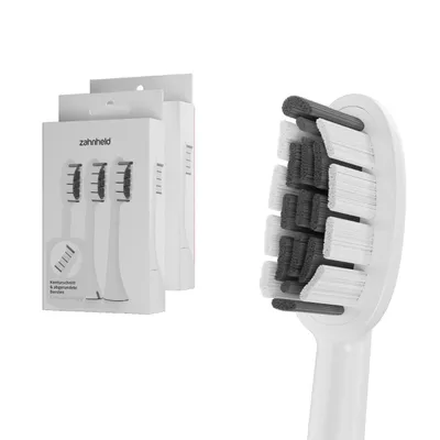 Produktbild von Zahnheld Bürstenkopf Ersatzbürsten Basic Medium - ideal für Gero Schallzahnbürste, 6 Stück, Weiß, mittelharte Wechselköpfe, Schallzahnbürstenkopf