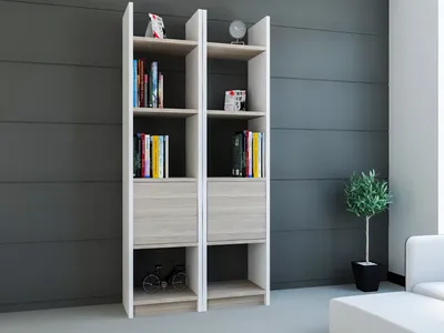 Image de Skye Decor, bibliothèque haut de gamme, 66,2 x 150 x 29,5 cm | Panneau de particules 100 % mélaminé, épaisseur 18 mm | Fixation murale possible, nombreuses étagères, blanc et Cordoba, design scandinave.