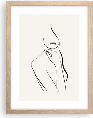 Produktbild von Gerahmtes Poster - Rahmen in heller Eiche - Frau Skizze Zeichnung - 30x40 cm - Wand Bild - Wanddeko - Wandbilder - Kunstposter - Wandposter - Bilderrahmen - Bilder - Kunstdruck - P2NPA30x40-5045