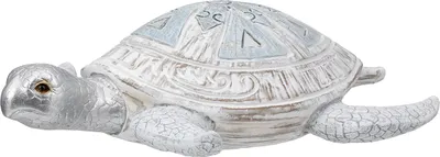 Immagine prodotto di Gilde Figur, Schildkröte, "Azuro", Kunstharz, weiß, hellblau, VE 2, L. 26 cm, B. 24.5 cm, H. 8 cm 59534 4063387595343