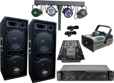 Produktbild von PA Party DJ Set Lautsprecher BT Mixer Verstärker Lichtset Nebelmaschine 3000 W