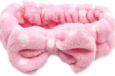 Produktbild von Buntes Stirnband mit Schleifenknoten zum Gesichtwaschen, mit weichen Tupfen für Make-up und Kosmetik