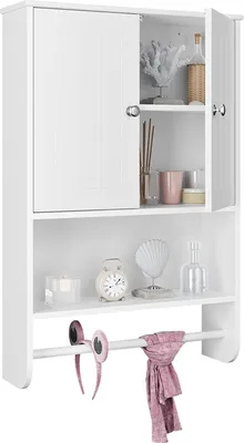Produktbild von Yaheetech Hängeschrank weiß, für Bad & Küche, mit Tür und verstellbarem Einlegeboden, feuchtigkeitsresistent, MDF E1, 48,5 x 14 x 73 cm (LxBxH), 30 kg Belastbarkeit