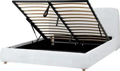 Obrázek produktu pro BELIANI Úložná postel světle šedá polyesterové čalounění 160 x 200 cm minimalistický moderní design úložný prostor ložnice