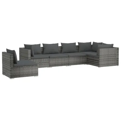 Obrázek produktu pro vidaXL 6dílná zahradní lounge souprava s polštáři Poly Rattan Grey