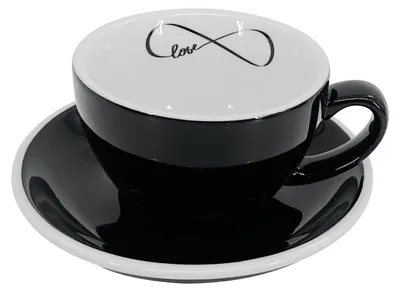 Image de Tasse à latte avec soucoupe Roma - Love, 250 ml, noir