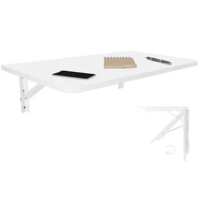 Image de Table pliante pour mur Plateau de table 70x40 cm en blanc Table pliante Table de repas Table de cuisine pour mur Table de bar Table sur pied Table pour mur