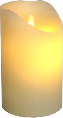 Produktbild von LED Stumpenkerze 12,5 cm creme / elfenbein mit Timer mit echtem Flammen Effekt