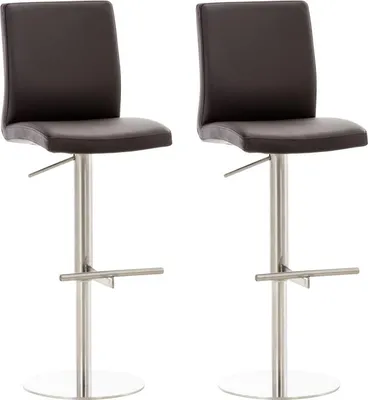 Produktbild von 2er Set Barhocker DIVER - Kunstleder Braun 40x49x93 cm Silber | Barstuhl Höhenverstellbar Mit Lehne Drehbar Tresenhocker Tresenstuhl Kneipenhocker