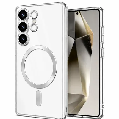 Immagine prodotto di Cover magnetica per cellulare adatta a Samsung Galaxy S25 5G | Cover protettiva con tasca di protezione della fotocamera Custodia protettiva | compatibile con Magsafe | Silicone TPU argento