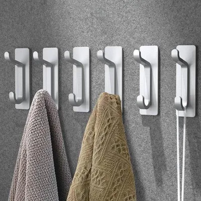 Produktbild von Famanu Selbstklebende Haken extra stark - Silber, 6 Stück