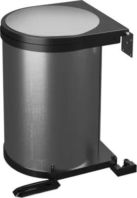 Image de Poubelle encastrable Relaxdays, 12 L, pour meuble bas, poubelle pivotante de cuisine, dimensions H x L x P : 37 x 28 x 28,5 cm, acier inoxydable, argent/noir